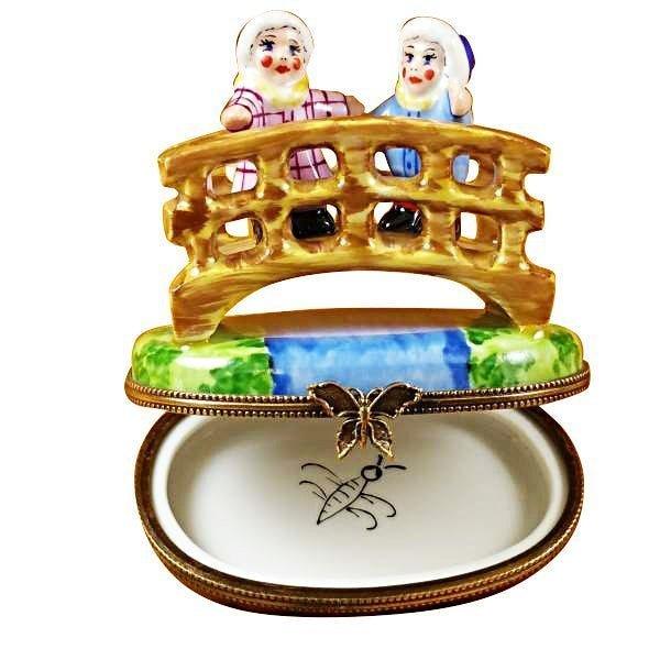 Boy & Girl on Bridge limoges box Porcelain Limoges French Trinket Box