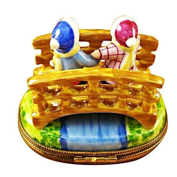 Boy & Girl on Bridge limoges box Porcelain Limoges French Trinket Box