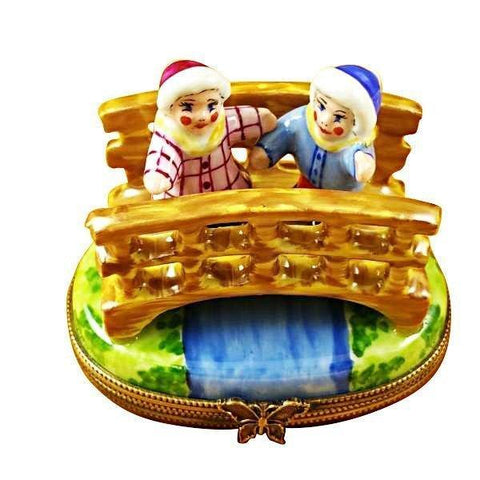Boy & Girl on Bridge limoges box Porcelain Limoges French Trinket Box