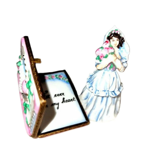 Bride with Book Wedding Treasure Porcelain Limoges Wedding French Trinket Box