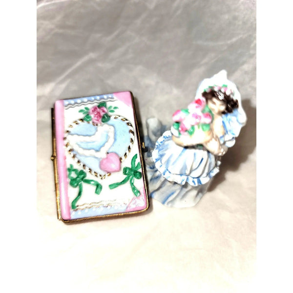 Bride with Book Wedding Treasure Porcelain Limoges Wedding French Trinket Box