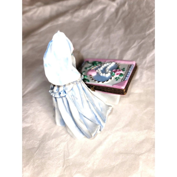 Bride with Book Wedding Treasure Porcelain Limoges Wedding French Trinket Box