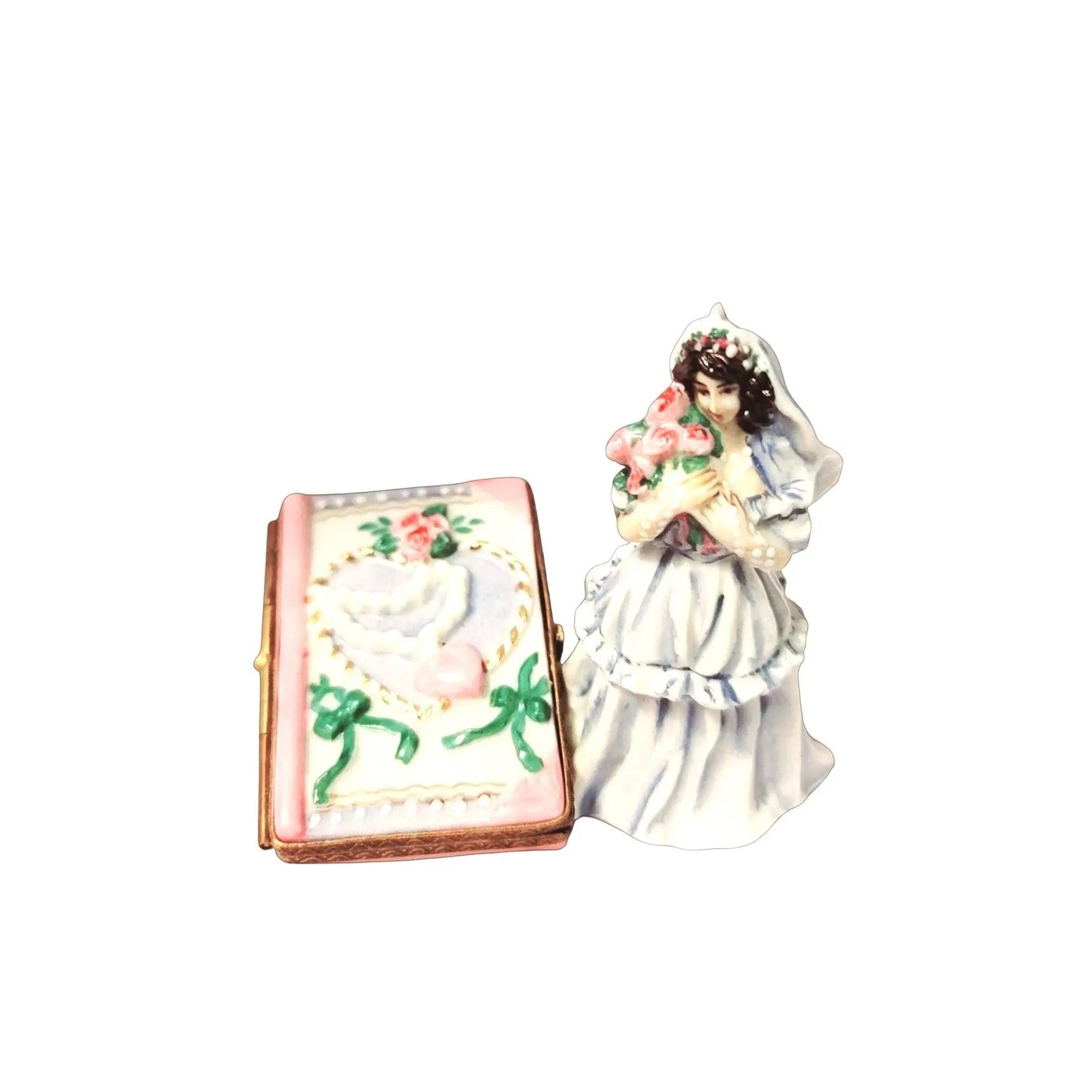 Bride with Book Wedding Treasure Porcelain Limoges Wedding French Trinket Box
