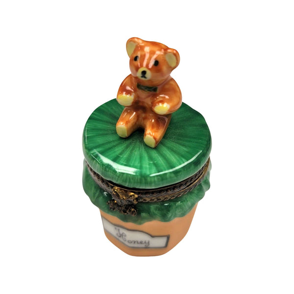 Brown Bear Honey Jar Figurine Porcelain Limoges fruit bear French Trinket Box