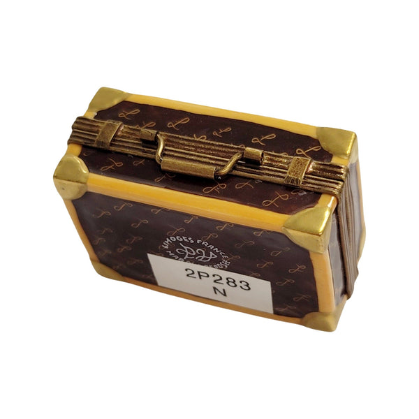 Brown Travel Suitcase Limoges Box Porcelain Limoges travel French Trinket Box