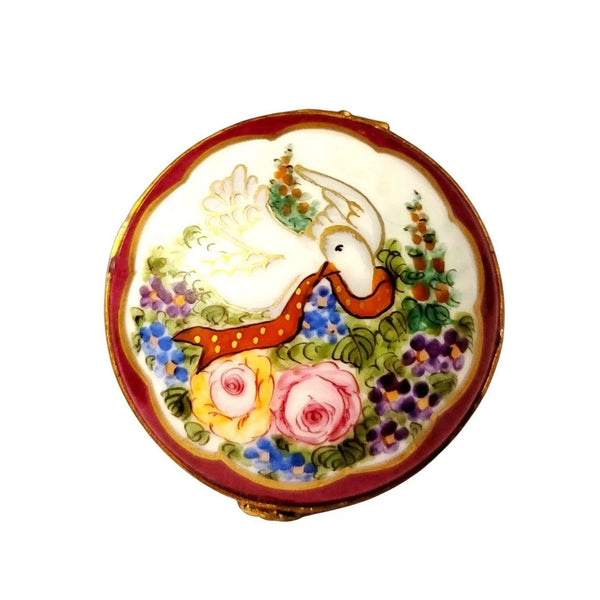 Burgundy Dove Elegance Box Porcelain Limoges Limoges Boxes TRADITONAL French Trinket Box