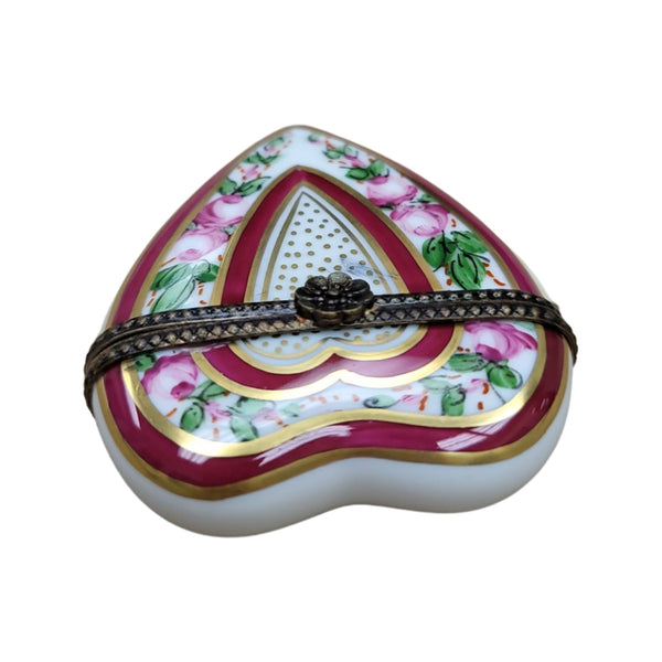 Burgundy Heart Porcelain Treasure Porcelain Limoges hearts LIMOGES BOXES French Trinket Box