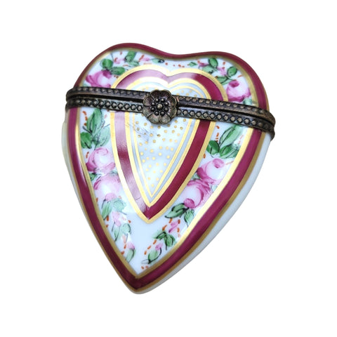 Burgundy Heart Porcelain Treasure Porcelain Limoges hearts LIMOGES BOXES French Trinket Box