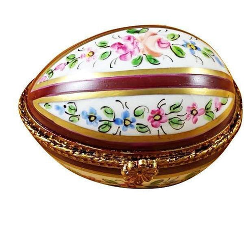 Burgundy Striped Egg limoges box Porcelain Limoges French Trinket Box