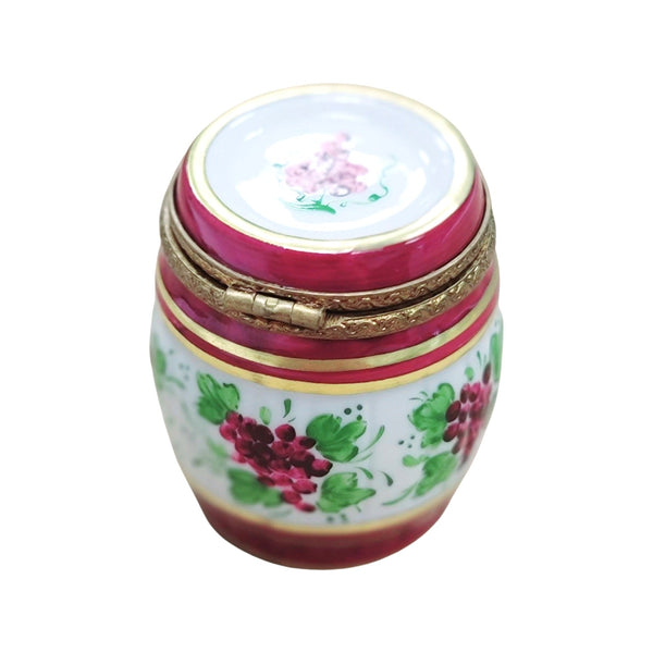 Burgundy Wine Barrel Limoges Box Porcelain Limoges fruit Vegetables French Trinket Box