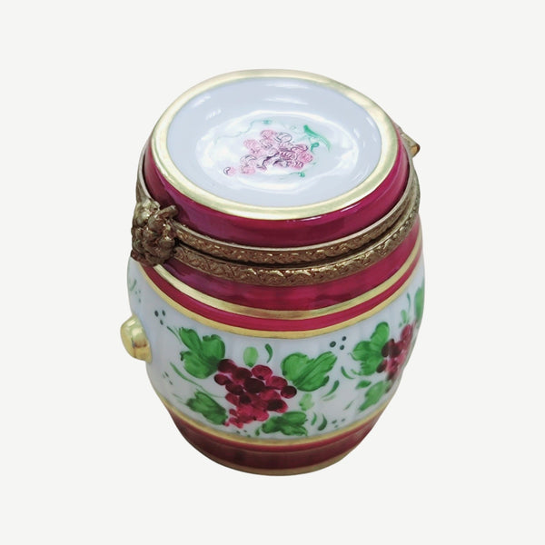 Burgundy Wine Barrel Limoges Box Porcelain Limoges fruit Vegetables French Trinket Box