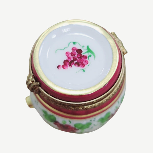 Burgundy Wine Barrel Limoges Box Porcelain Limoges fruit Vegetables French Trinket Box