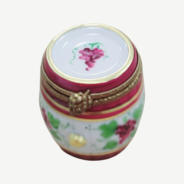 Burgundy Wine Barrel Limoges Box Porcelain Limoges fruit Vegetables French Trinket Box