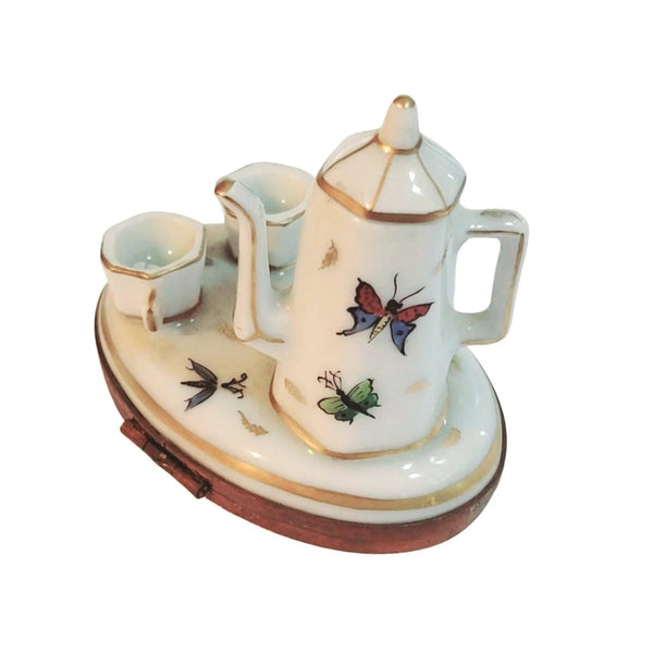 Butterfly Elegance Tea Set Porcelain Limoges China French Trinket Box