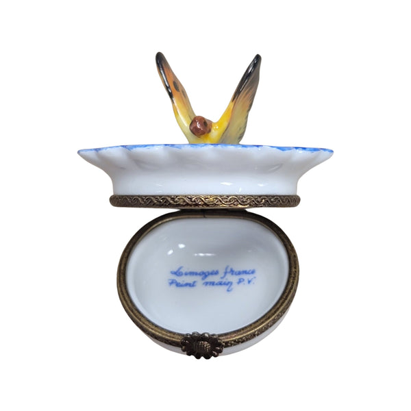 Butterfly Perched on Flower Porcelain Limoges Butterfly French Trinket Box