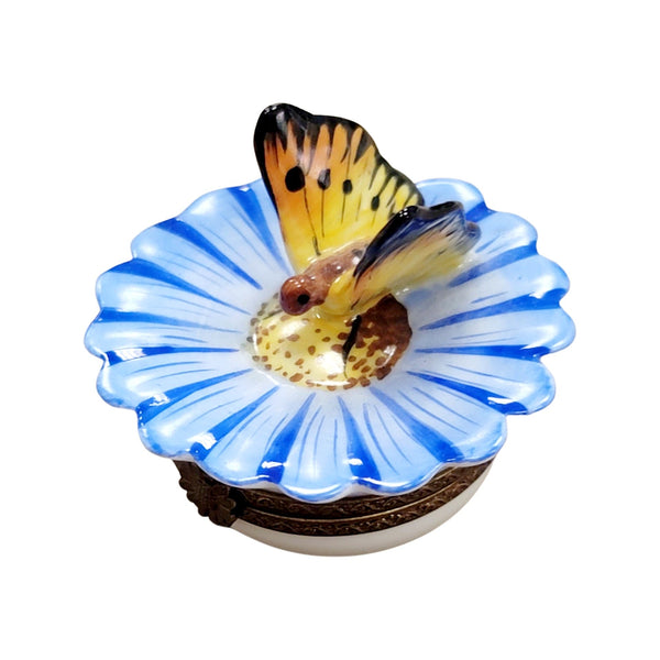 Butterfly Perched on Flower Porcelain Limoges Butterfly French Trinket Box