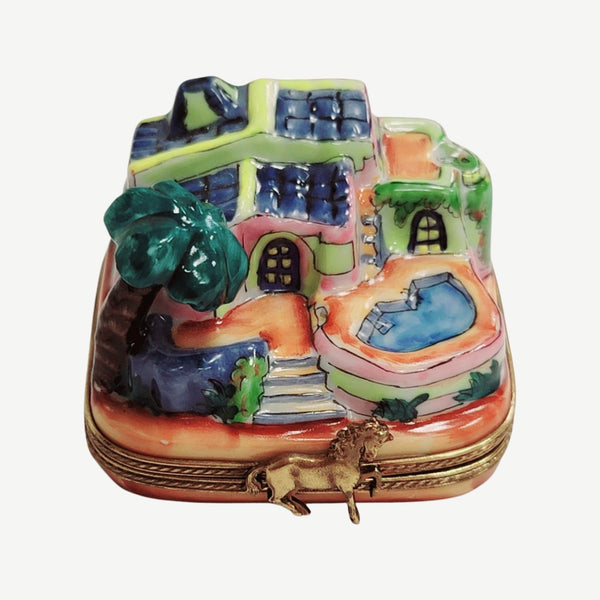 California Villa Pool Limoges Box Porcelain Limoges furniture home LIMOGES BOXES beach French Trinket Box