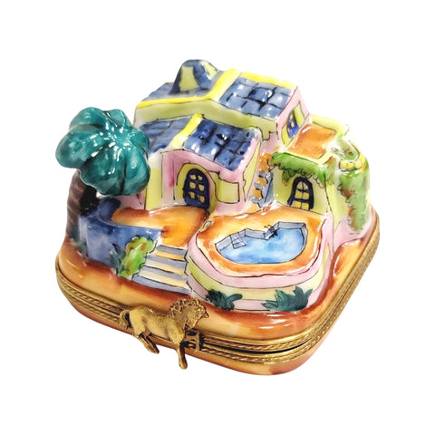 California Villa Pool Limoges Box Porcelain Limoges furniture home LIMOGES BOXES beach French Trinket Box