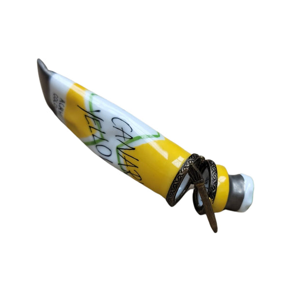 Canary Yellow Paint Tube Figurine Porcelain Limoges Fine Art French Trinket Box