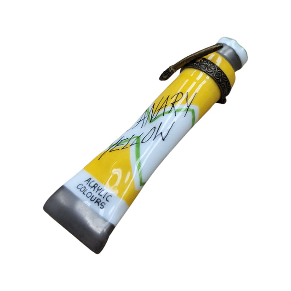 Canary Yellow Paint Tube Figurine Porcelain Limoges Fine Art French Trinket Box