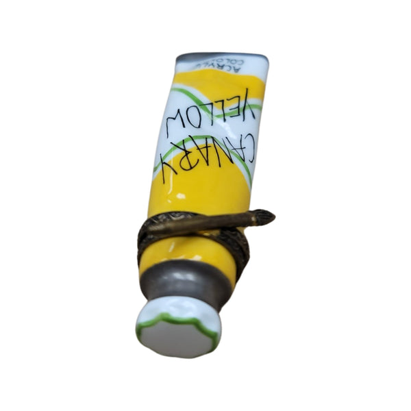 Canary Yellow Paint Tube Figurine Porcelain Limoges Fine Art French Trinket Box