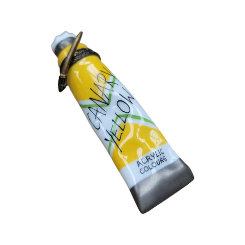 Canary Yellow Paint Tube Figurine Porcelain Limoges Fine Art French Trinket Box