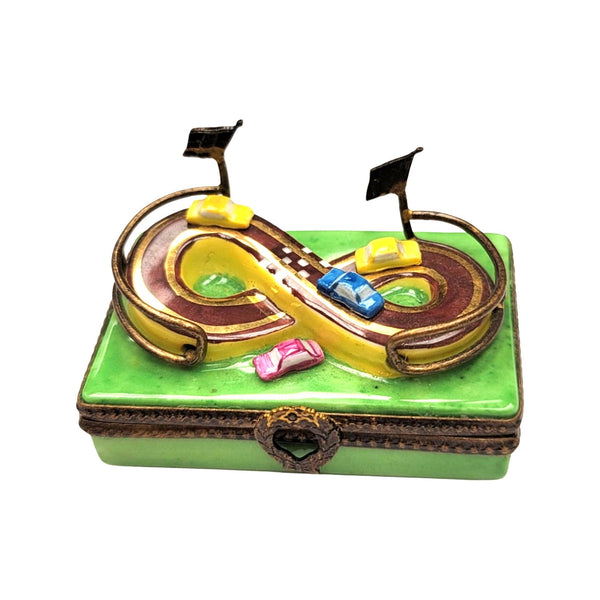 Car Race Track Limoges Box Porcelain Limoges vehicle sports French Trinket Box