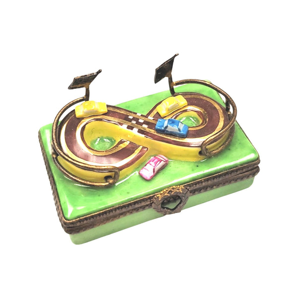 Car Race Track Limoges Box Porcelain Limoges vehicle sports French Trinket Box