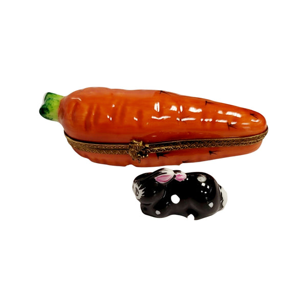 Carrot And Brown Rabbit Limoges Box Porcelain Limoges fruit vegetable French Trinket Box