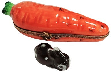 Carrot And Brown Rabbit Limoges Box Porcelain Limoges fruit vegetable French Trinket Box