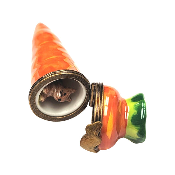 Carrot Surprise with Rabbit Porcelain Limoges fruit vegetable French Trinket Box