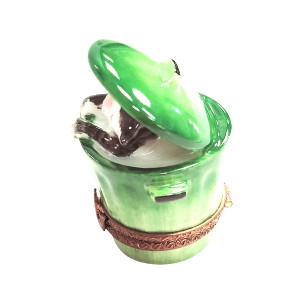 Cat Peeking From Trashcan Porcelain Limoges cat French Trinket Box