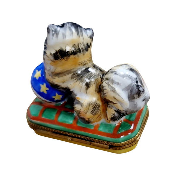 Cat Playing with Yarn Box Porcelain Limoges Cat French Trinket Box