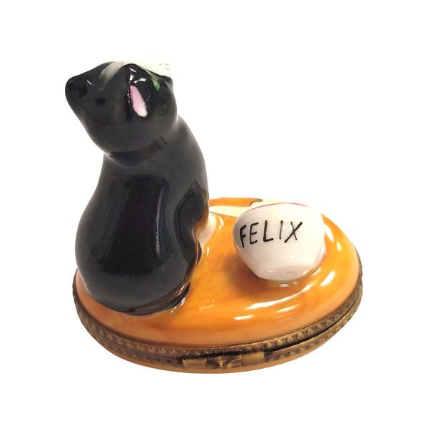 Cat Spilt Milk Figurine Porcelain Limoges Cat French Trinket Box