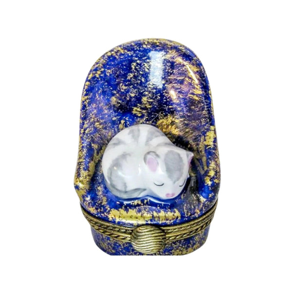 Cat in Chair Porcelain Limoges cat cats French Trinket Box