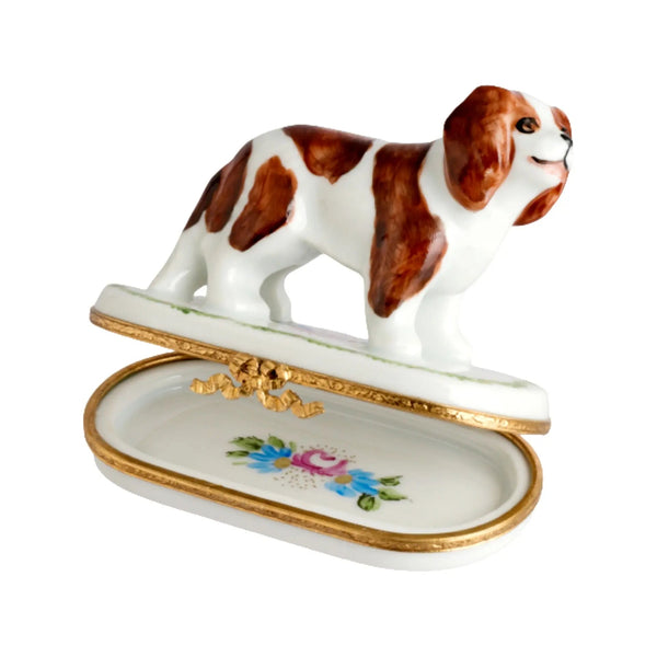 Cavalier King Charles Dog Porcelain Limoges dog dogs French Trinket Box