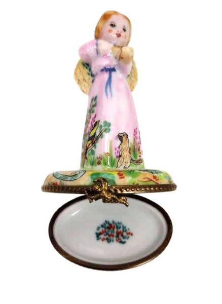 Celestial Angel with Violin Porcelain Limoges Angel French Trinket Box