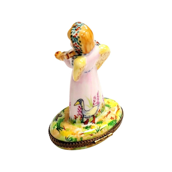 Celestial Angel with Violin Porcelain Limoges Angel French Trinket Box
