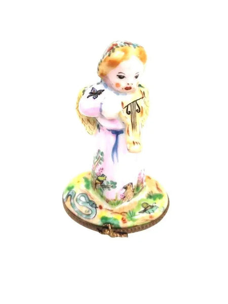 Celestial Angel with Violin Porcelain Limoges Angel French Trinket Box