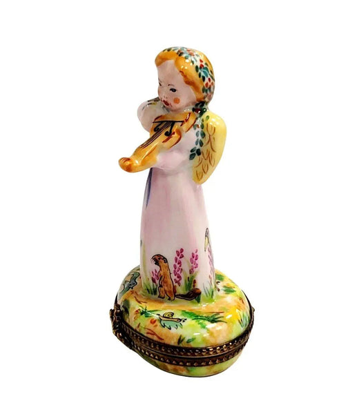 Celestial Angel with Violin Porcelain Limoges Angel French Trinket Box