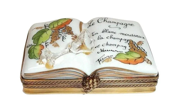 Champagne Book Wine Porcelain Limoges wine spirits celebrate limoges box book special French Trinket Box