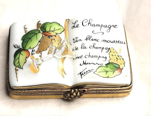 Champagne Book Wine Porcelain Limoges wine spirits celebrate limoges box book special French Trinket Box