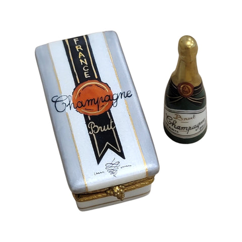 Champagne Bottle Limoges Box Porcelain Limoges Wine French Trinket Box