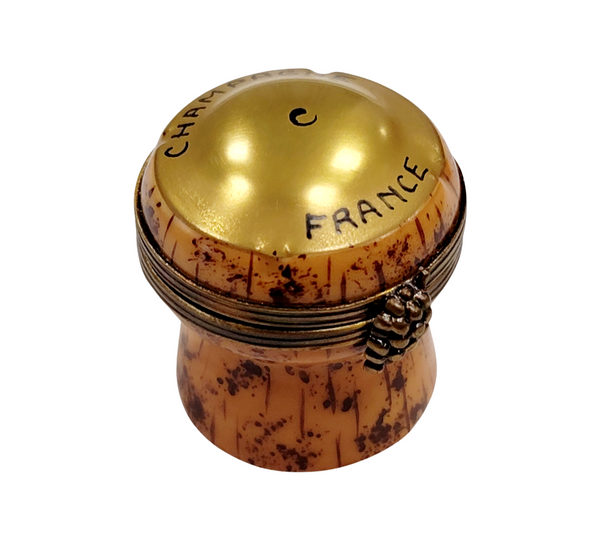Champagne Cork Limoges Box Porcelain Limoges spirits champagne wine French Trinket Box