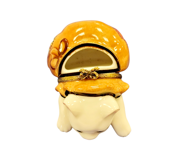 Charming Cat in Bag Figurine Porcelain Limoges Cat French Trinket Box