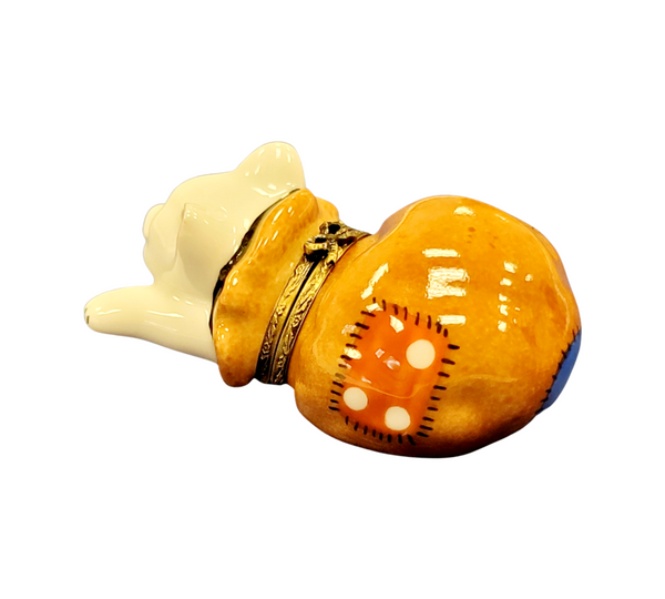 Charming Cat in Bag Figurine Porcelain Limoges Cat French Trinket Box