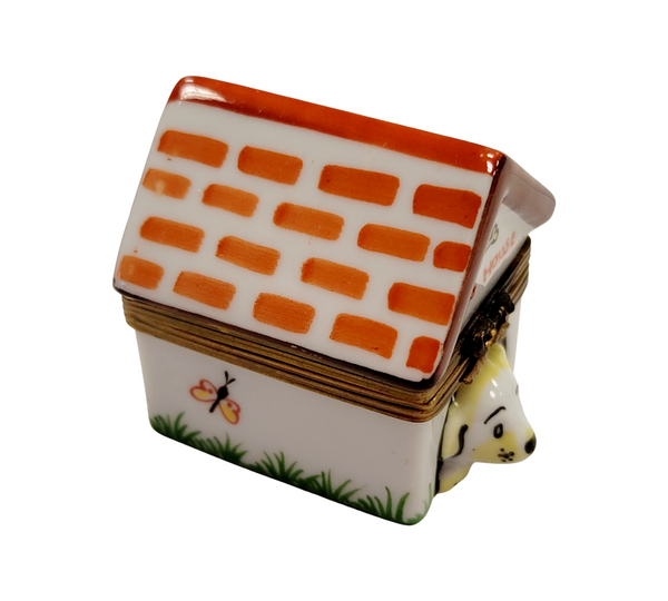 Charming Dog in Dog House Porcelain Limoges dog French Trinket Box