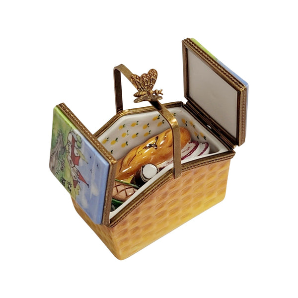 Charming Picnic Basket Box Porcelain Limoges Home beach French Trinket Box