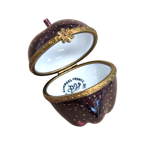 Charming Red Apple Limoges Box Porcelain Limoges fruit vegetables French Trinket Box