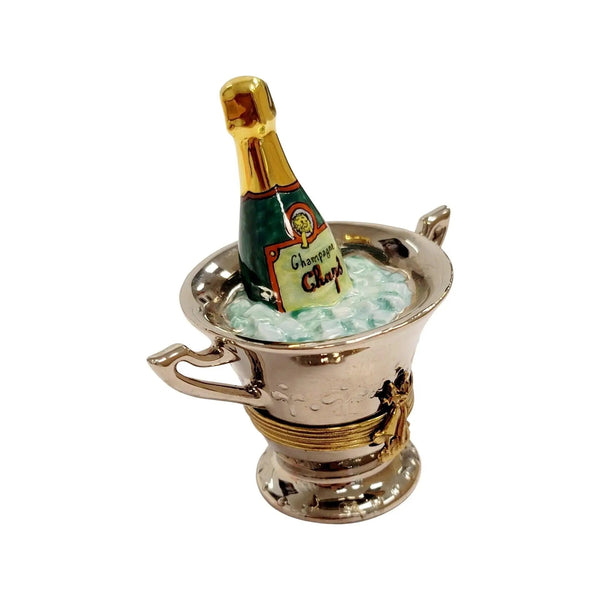 Charming Silver Champagne Bucket Porcelain Limoges Wine French Trinket Box